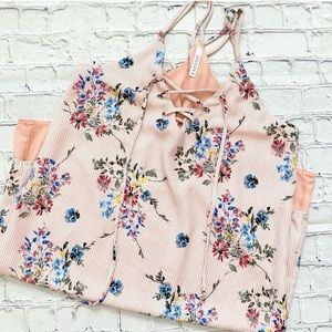 SOLGEE Peach White & Floral Midi Dress